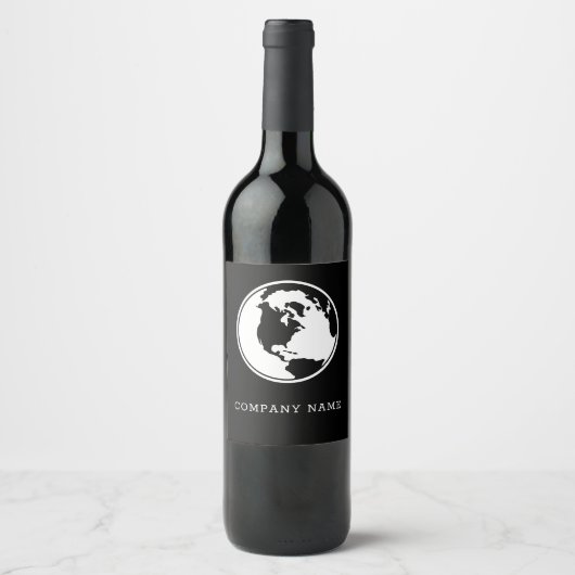 Étiquette Pour Bouteilles De Vin Globe noir et blanc (Devant)
