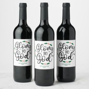 Étiquette Pour Bouteilles De Vin Gloire à Dieu Noël chrétien personnalisé Religieux
