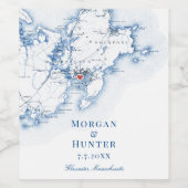 Étiquette Pour Bouteilles De Vin Gloucester MA Destination Mariage élégant (Étiquettes simples)