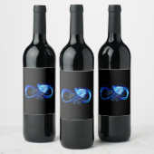 Étiquette Pour Bouteilles De Vin Glowing infinity with blue rose (Bouteilles)