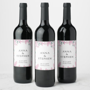 Étiquette Pour Bouteilles De Vin Glycine rose charmant