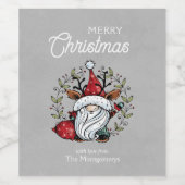 Étiquette Pour Bouteilles De Vin Gnome de Noël fantastique (Étiquettes simples)