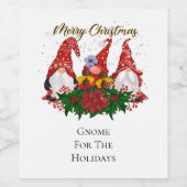 Étiquette Pour Bouteilles De Vin Gnome De Noël Pour Les Vacances À La Mode (Étiquettes simples)