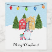 Étiquette Pour Bouteilles De Vin Gnome Whimsical Gnome Custom Holiday (Étiquettes simples)