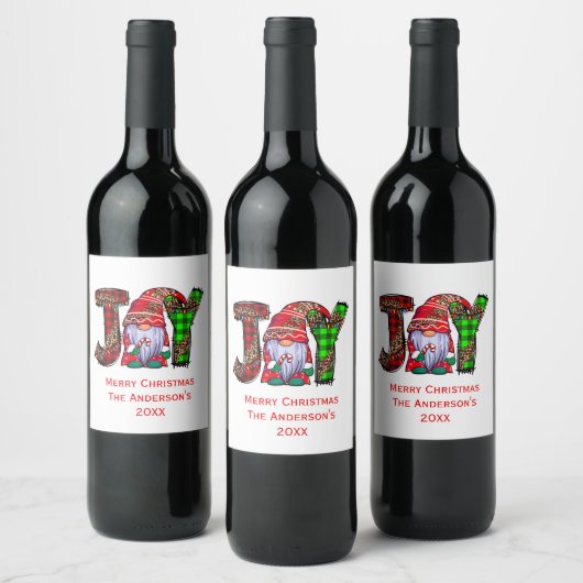 Étiquette Pour Bouteilles De Vin Gnomes de Joie Personnalisés Joyeux Noël (Bouteilles)