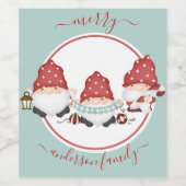 Étiquette Pour Bouteilles De Vin Gnomes de Noël scandinaves mignons (Étiquettes simples)