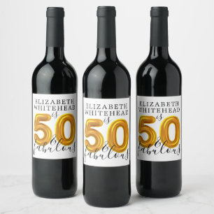 Étiquette Pour Bouteilles De Vin Gold 50 et fabuleuse fête d'anniversaire