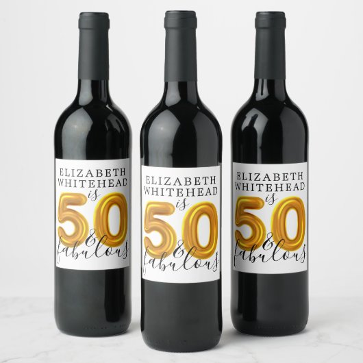 Étiquette Pour Bouteilles De Vin Gold 50 et fabuleuse fête d'anniversaire (Bouteilles)