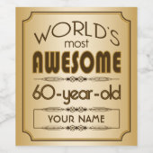 Étiquette Pour Bouteilles De Vin Gold 60th Anniversaire Célébration Monde meilleur (Étiquettes simples)