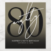 Étiquette Pour Bouteilles De Vin Gold 80th Birthday Party (Étiquettes simples)