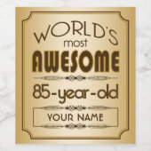 Étiquette Pour Bouteilles De Vin Gold 85th Birthday Celebration World Meilleur Fabu (Étiquettes simples)