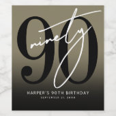 Étiquette Pour Bouteilles De Vin Gold 90th Birthday Party (Étiquettes simples)