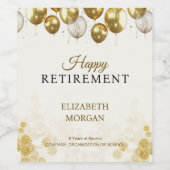 Étiquette Pour Bouteilles De Vin Gold Balloon joyeuse retraite (Étiquettes simples)