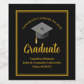 Étiquette Pour Bouteilles De Vin Gold Black Graduate Party (Étiquettes simples)