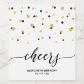 Étiquette Pour Bouteilles De Vin Gold & Black Modern Milestone Anniversaire (Étiquettes simples)