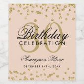 Étiquette Pour Bouteilles De Vin Gold Blush Parties scintillant rose Confetti 30e a (Étiquettes simples)