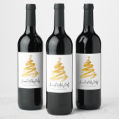 Étiquette Pour Bouteilles De Vin Gold Christmas Tree Fête (Bouteilles)
