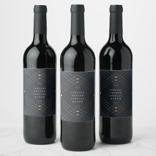 Étiquette Pour Bouteilles De Vin Gold Diamond Marine Géométrique Déco Mariage Gatsb