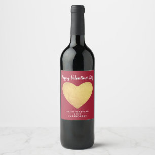 Étiquette Pour Bouteilles De Vin Gold Foil Heart