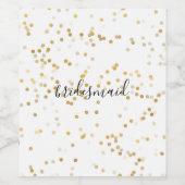 Étiquette Pour Bouteilles De Vin Gold Glam Confetti Bridesmaid (Étiquettes simples)