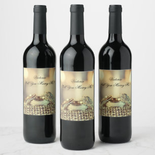 Étiquette Pour Bouteilles De Vin Gold Me marierez-vous Nom de proposition Script