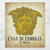 Étiquette Pour Bouteilles De Vin Gold Medusa Votre Texte (Étiquettes simples)