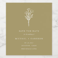 Gold Minimalist Botanical Enregistrer la date