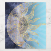 Étiquette Pour Bouteilles De Vin Gold Moon Sun Mandala Celestial Design (Étiquettes simples)