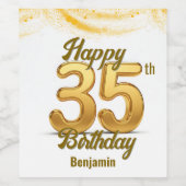 Étiquette Pour Bouteilles De Vin Golden 35th Birthday Celebration (Étiquettes simples)