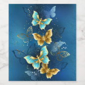 Étiquette Pour Bouteilles De Vin Golden butterflies (Étiquettes simples)