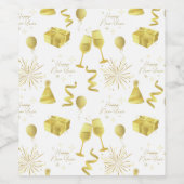 Étiquette Pour Bouteilles De Vin Golden Happy New Year Pattern (Étiquettes simples)