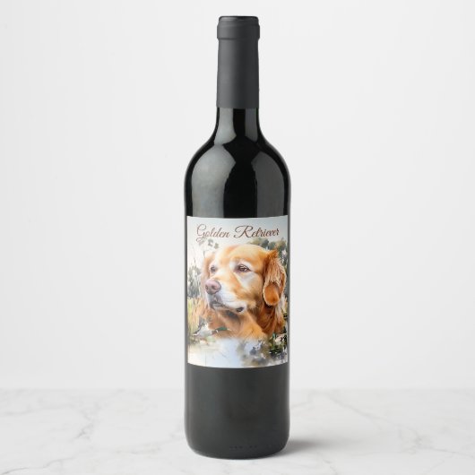 Étiquette Pour Bouteilles De Vin Golden Retriever (Devant)