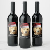 Étiquette Pour Bouteilles De Vin Golden Retriever de Noël (Bouteilles)