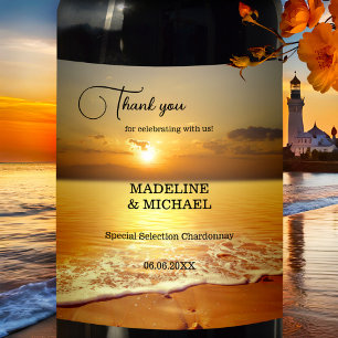 Étiquette Pour Bouteilles De Vin Golden Sunset Beach Destination Mariage Vin Étique