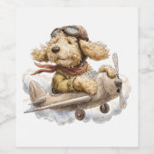 Étiquette Pour Bouteilles De Vin Goldendoodle Dog Pilot Airplane (Étiquettes simples)