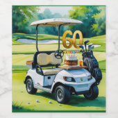Étiquette Pour Bouteilles De Vin Golf 60e anniversaire avec voiturette de golf sur  (Étiquettes simples)