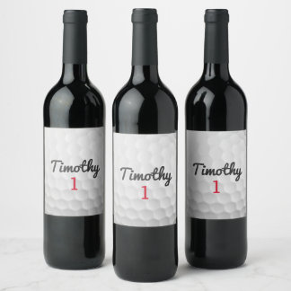 Étiquette Pour Bouteilles De Vin Golf Ball Dimples et Black Name Red Number
