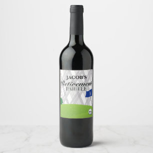 Étiquette Pour Bouteilles De Vin Golf, Grey Plaid Retraite Party