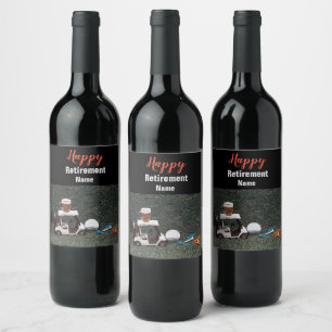 Étiquette Pour Bouteilles De Vin Golf heureux retraite avec le char à bière Nom gol