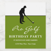 Étiquette Pour Bouteilles De Vin Golf professionnel, Golf Silhouette, Anniversaire (Étiquettes simples)