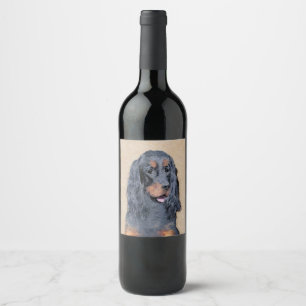 Étiquette Pour Bouteilles De Vin Gordon Setter Peinture - Joli art original chien