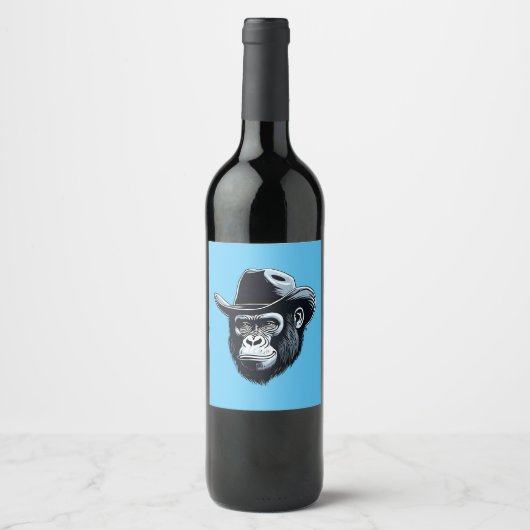Étiquette Pour Bouteilles De Vin Gorilla Cowboy (Devant)