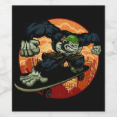 Étiquette Pour Bouteilles De Vin Gorilla équitation sur skateboard, Gorilla Monkey  (Étiquettes simples)