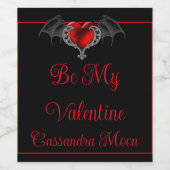 Étiquette Pour Bouteilles De Vin Goth Heart with Bat Wings Personnalisé (Étiquettes simples)