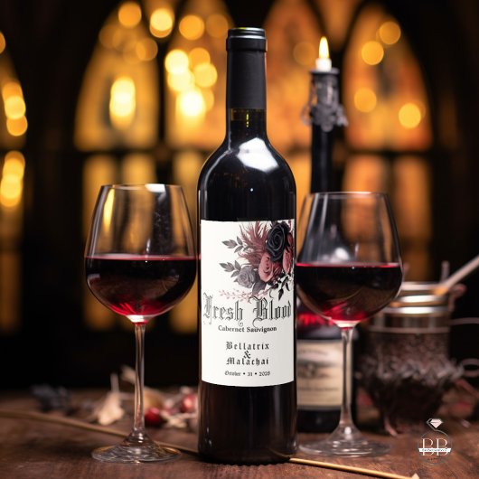 Étiquette Pour Bouteilles De Vin Goth Mariage Sang frais Vin rouge