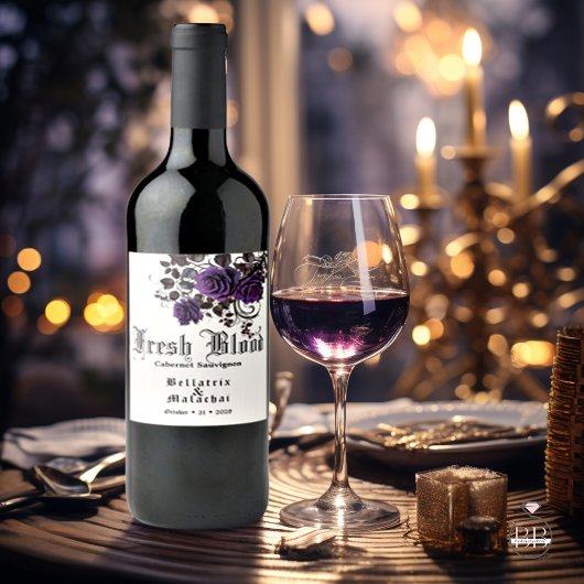 Étiquette Pour Bouteilles De Vin Goth Vin Mariage Profond Améthyste Rose Vin Étique