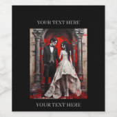 Étiquette Pour Bouteilles De Vin Goth Wedding Couple Quitter l'Eglise (Étiquettes simples)
