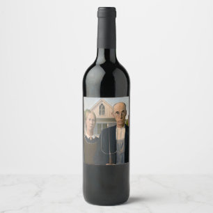 Étiquette Pour Bouteilles De Vin Gothic américain : Vie rurale Pauvre fermier rural
