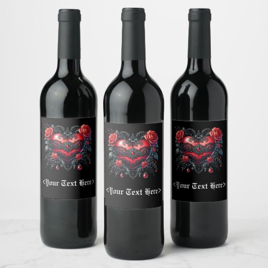 Étiquette Pour Bouteilles De Vin Gothic Heart Valentine Bottle Labels (Bouteilles)