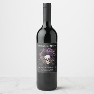 Étiquette Pour Bouteilles De Vin Gothique Floral Crâne Halloween Mariage Vin Étique